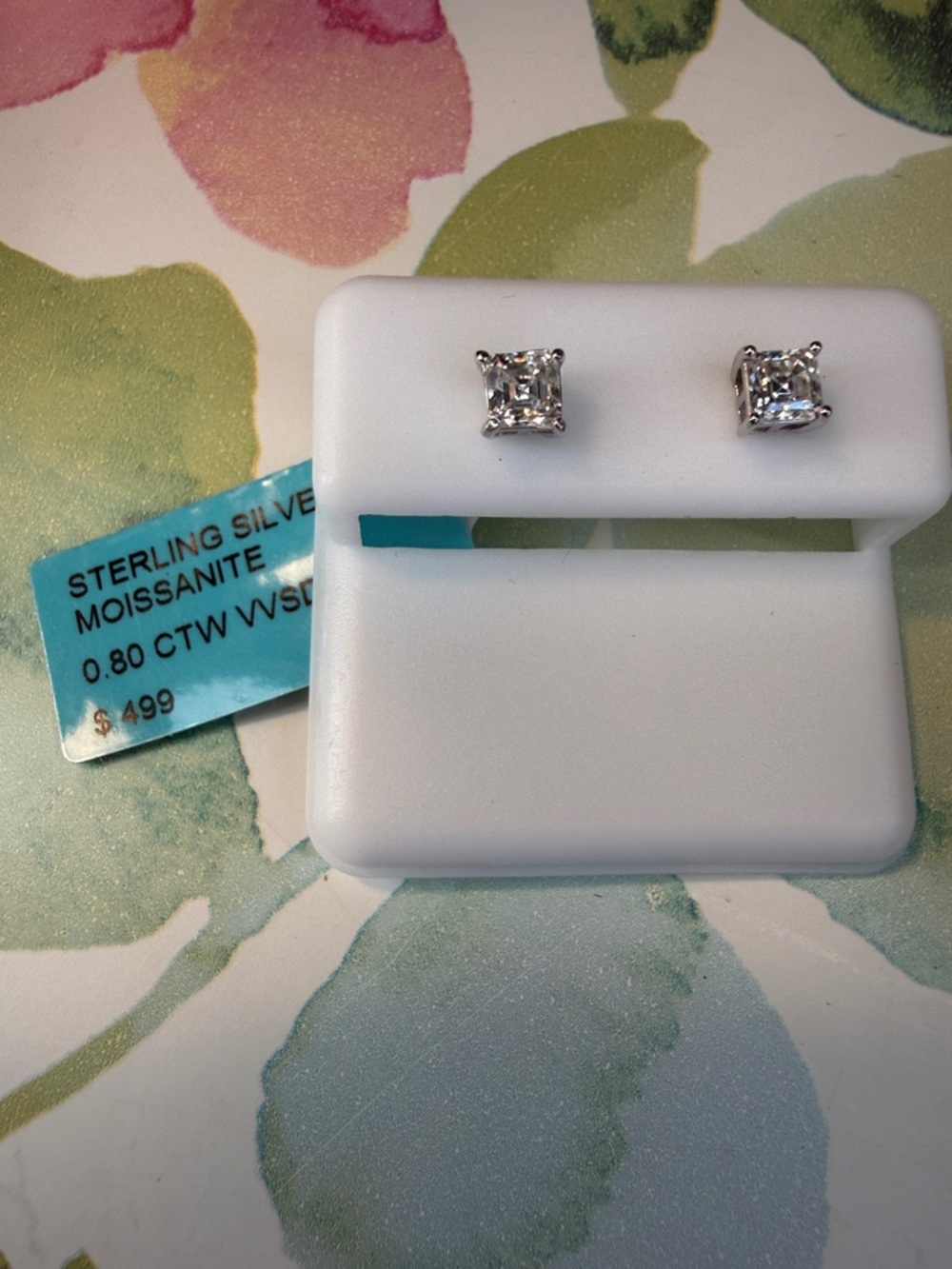 Sparkling Square-Cut Moissanite .80ct Sterling Silver